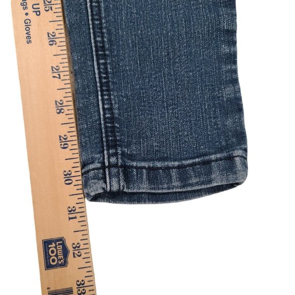 Almost Famous Jeans Women Size 3 Blue Cotton Denim Button Fly 25x30 Distressed - Picture 11 of 12